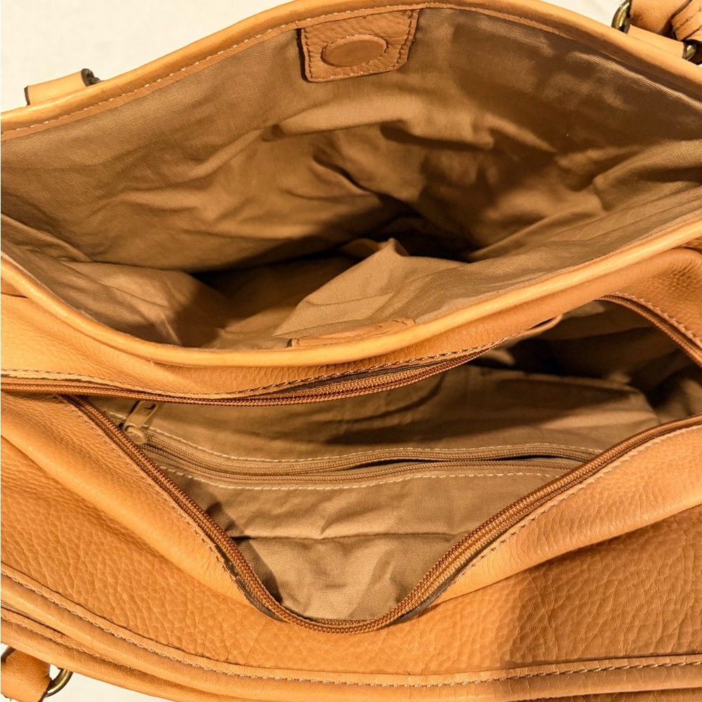 Fossil Patchwork Leather Tote - Tan and Brown - Picture 2 of 10